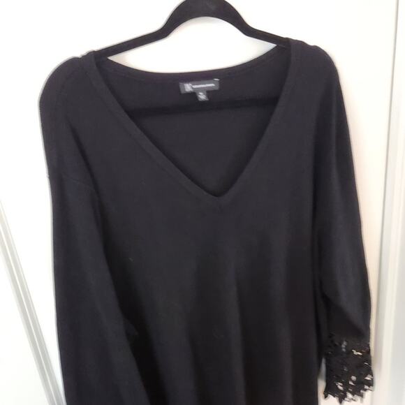INC International Concepts Black V Neck Knit Sweater Lace Size 4XL - Picture 3 of 5